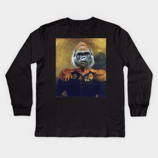 Gorilla Retro Military Portrait Kids Long Sleeve T-Shirt